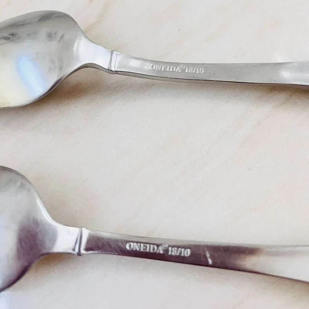 2pc ONEIDA Jackson Soup Spoon 7 in Stainless 18/10 Plain Satin Frost Flatware